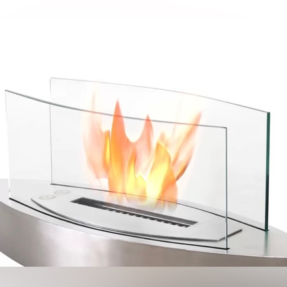 Sharper image Tabletop fireplace. White